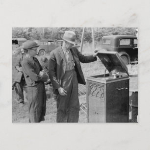 Carte Postale Antique Record Player, années 1930