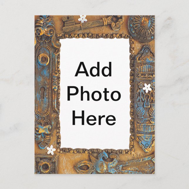 Carte Postale Antique Skeleton Key Frame Add Your Own Photo (Devant)