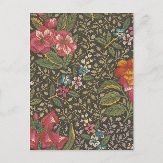 Carte Postale Antique Toile de Jouy 1800 Branches florales (Devant)