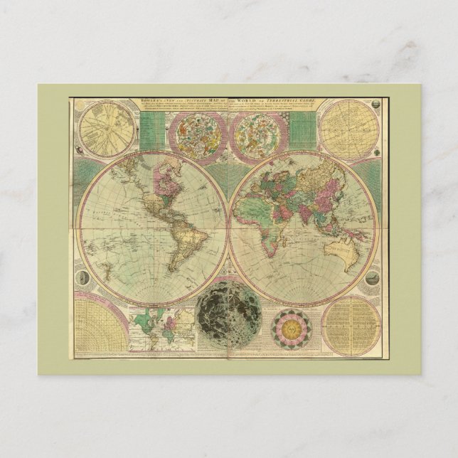 Carte Postale Antique World Map by Carington Bowles, environ 178 (Devant)