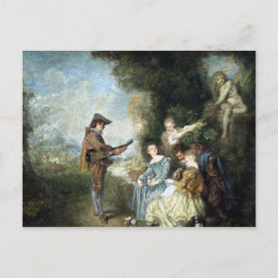Carte Postale Antoine Watteau La leçon d'amour