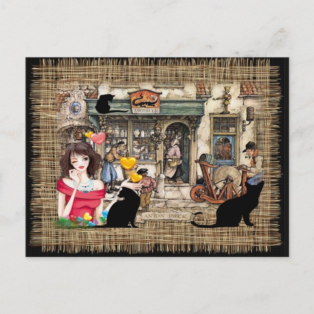 Carte Postale Anton Pieck - Magasin de chimiste (Devant)