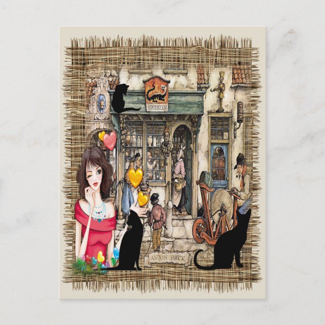 Carte Postale Anton Pieck - Magasin de pharmacie (Devant)