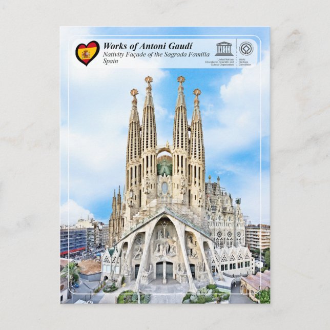Carte Postale Antoni Gaudí - Sagrada Família - Façade de la Nati (Devant)