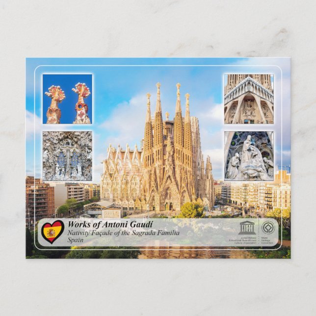 Carte Postale Antoni Gaudí - Sagrada Família - Façade de la Nati (Devant)