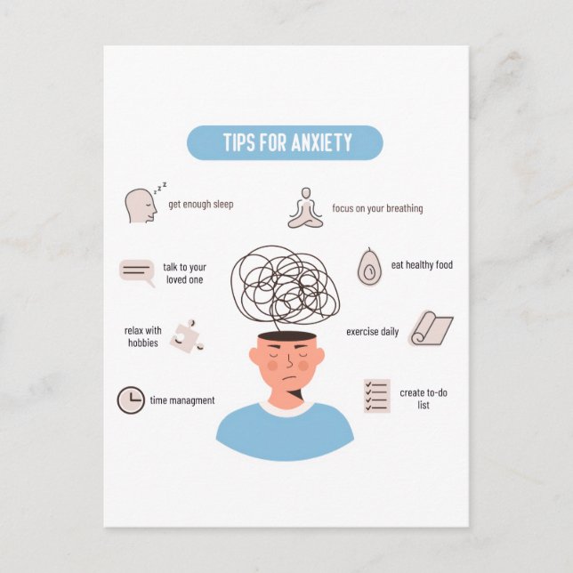 Carte Postale Anxiety Tips Minimal Mental Health Art (Devant)