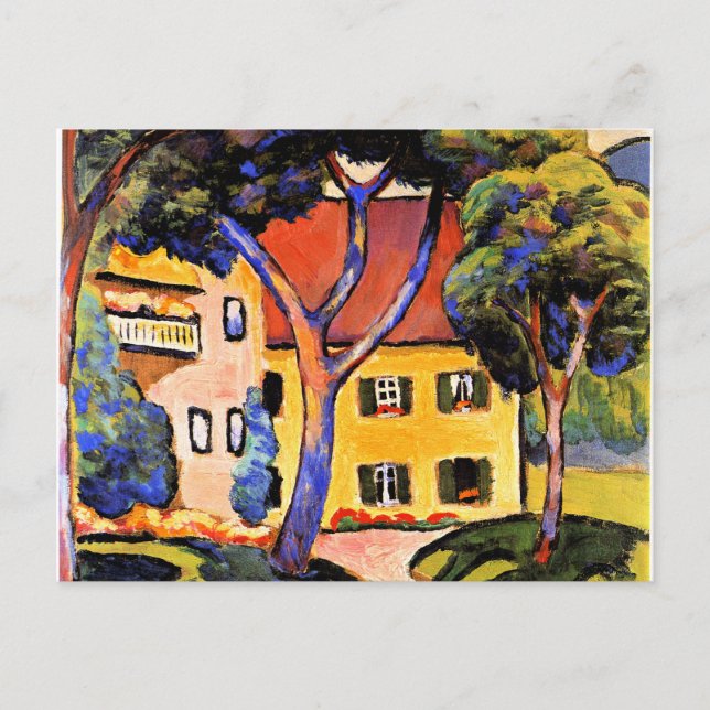 Carte Postale Août Macke art, Maison dans un paysage (Devant)