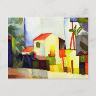 Carte Postale Août Macke Bright House aquarelle peinture