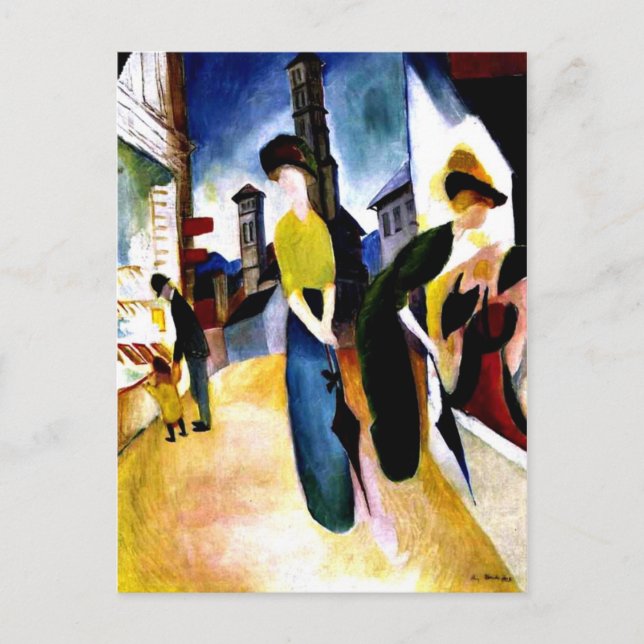 Carte Postale Août Macke - Deux femmes devant une boutique Casqu (Devant)