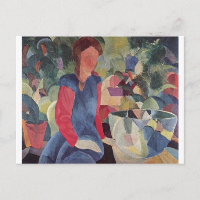 Carte Postale Août Macke - Fille avec Poisson Bell 1914 Fischglo (Devant)