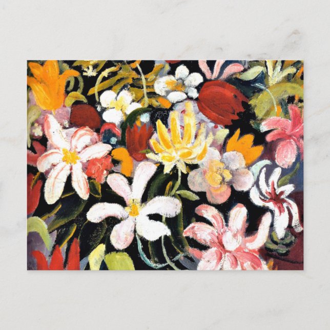 Carte Postale Août Macke peinture, Tapis de fleurs (Devant)
