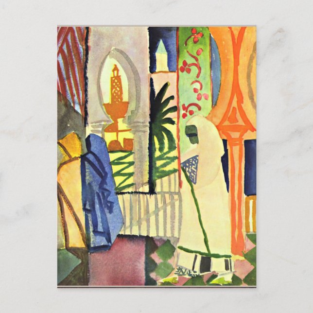 Carte Postale Août OEuvre Macke, Dans la salle du Temple (Devant)