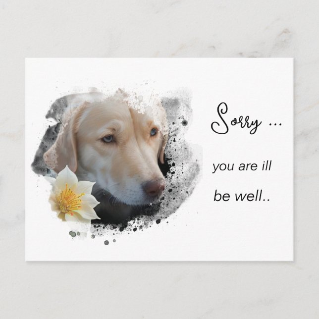 Carte Postale *~ AP61  Fleur Malade Remise sur Pied Chien Doré (Devant)