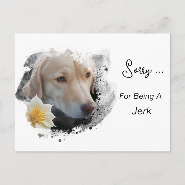 Carte Postale *~* AP61 Triste Lab Retriever Fleur Désolé Idiot (Devant)