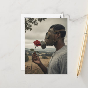 Carte Postale  apocalyptique Vintage homme dans un masque à gaz 