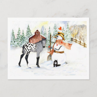 Carte Postale Appaloosa colt et Snowman