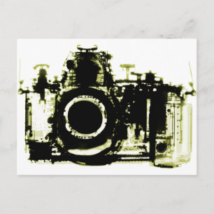 CARTE POSTALE APPAREIL PHOTO XRAY VISION JAUNE NOIR