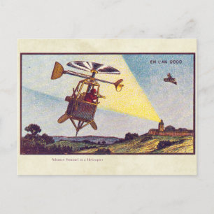 Carte Postale Appareils de vol futuristes vintages Art couleur