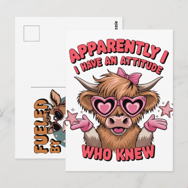 Carte Postale Apparemment, j'ai une attitude - Conception de vac (Devant / Derrière)