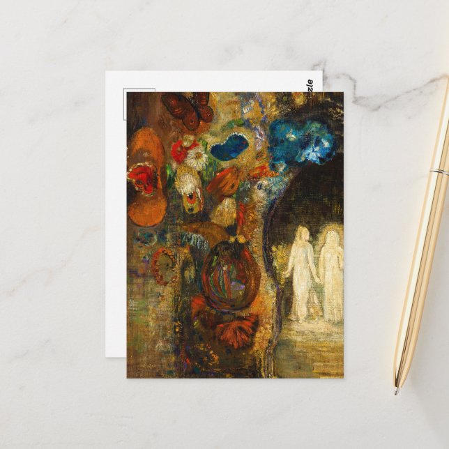 Carte Postale Apparition, 1910 par Odilon Redon (Devant/Arrière en situation)
