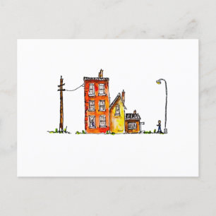 Carte Postale Appartement aquarelle avec lumière de rue