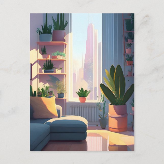 Carte Postale Appartement Lover plante, poste (Devant)