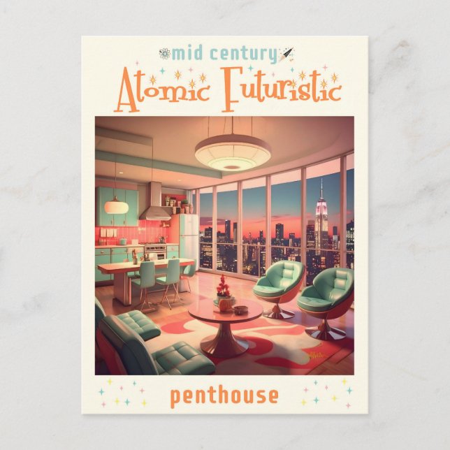 Carte Postale Appartement Penthouse Futuriste Atomique (Devant)