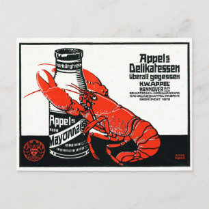 Carte Postale Appel vintage Mayonnaise Publicité Homard