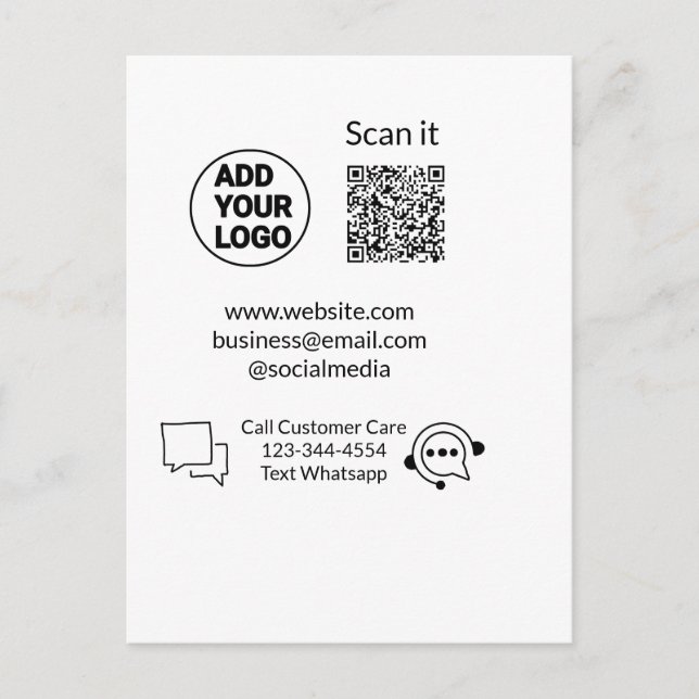 Carte Postale Appeler le texte du service clientèle whatsapp Cod (Devant)