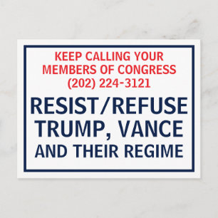 Carte Postale Appelez le Congrès Protester Résister Refuser Trum