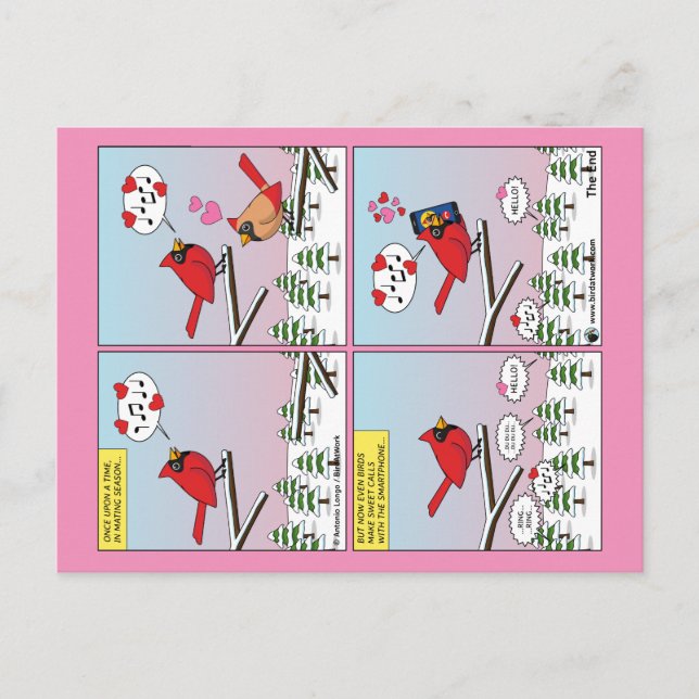 Carte Postale Appels de accouplement d'oiseaux modernes comique (Devant)