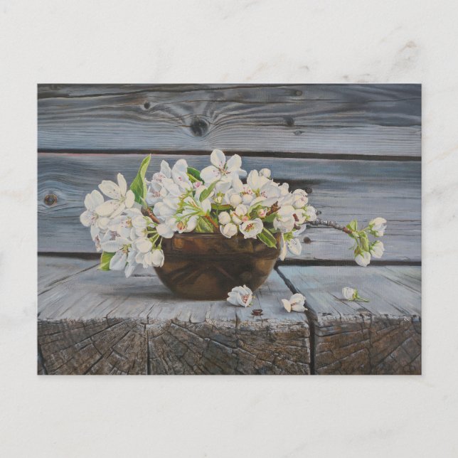 Carte Postale Apple Blossom Still Life – Original Fine Art Print (Devant)