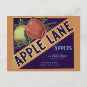 Carte postale "Apple Lane" Fruit Crate Étiquette