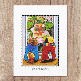 Carte Postale Appréciation de l'art' Amateurs d'art Chat Personn