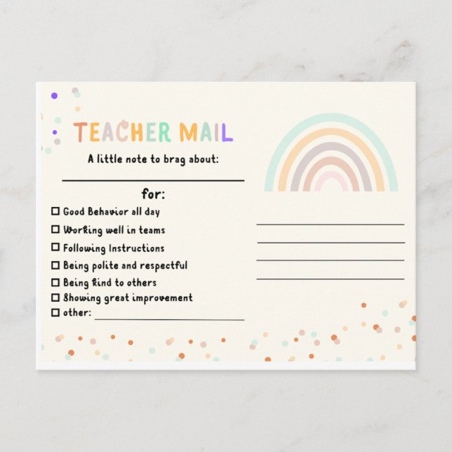 Carte postale Appréciation des étudiants (Devant)