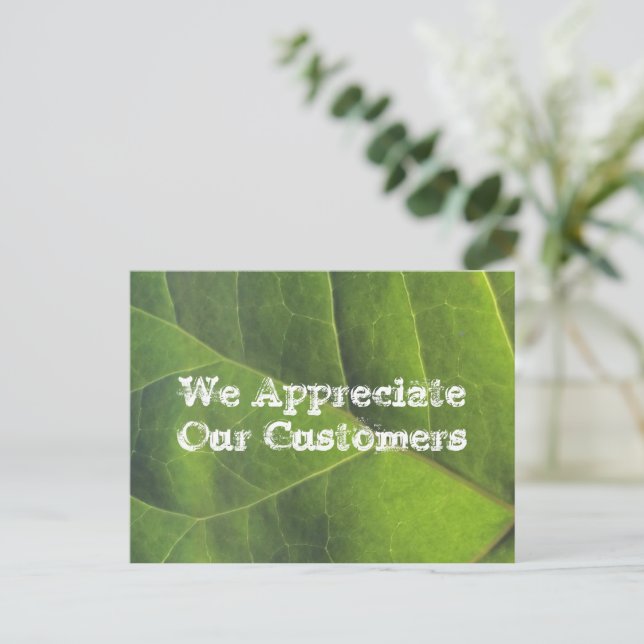 Carte Postale Appréciation du client Bright Green Leaf Business (Debout devant)