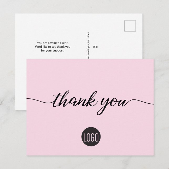Carte Postale Appréciation du client modèle d'entreprise rose (Devant / Derrière)