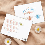 Carte Postale Appréciation du Merci d'abeille mignon<br><div class="desc">Express votre gratitude avec notre carte postale 'Bee-Beyond Grateful' qui présente d'adorables abeilles colorées avec des détails de coeur sur leurs ailes. Ce design charmant est parfait pour remercier les enseignants, les amis ou les proches pour leur soutien. Personnalisez simplement votre message au dos pour leur faire savoir à quel...</div>