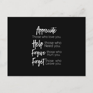 Carte Postale appréciez l'aide pardonne oubliez ceux qui vous ai