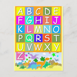 Carte Postale Apprenez votre ABC avec Alphabet Dinosaures