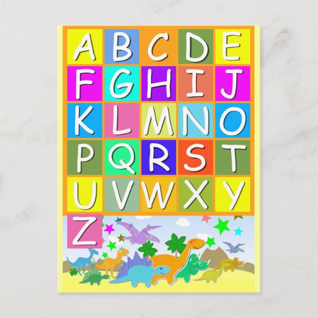 Carte Postale Apprenez votre ABC avec Alphabet Dinosaures (Devant)
