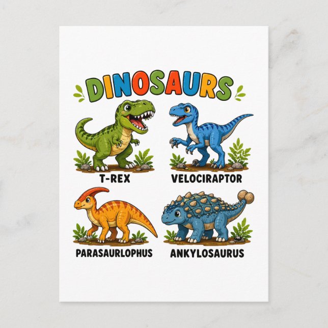 Carte Postale Apprentissage des espèces de dinosaures pour les e (Devant)