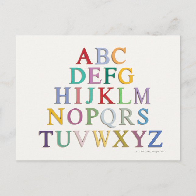 Carte Postale apprentissage, lettres, alphabet (Devant)