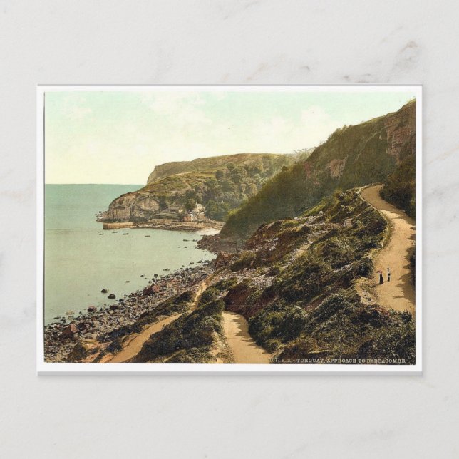 Carte Postale Approche de Babbacombe Beach, Torquay, Angleterre  (Devant)