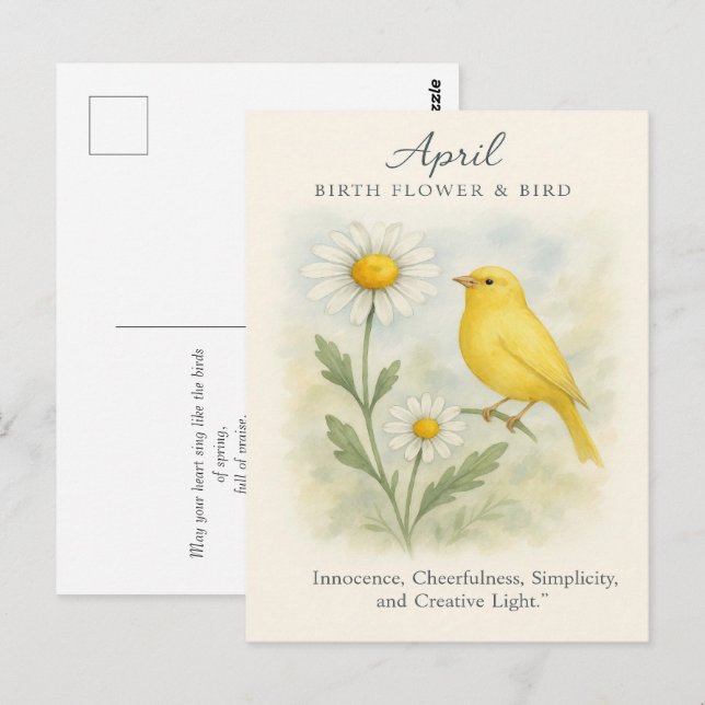 Carte Postale April Birthday Bible Verse Cross and Resurrection  (Devant / Derrière)