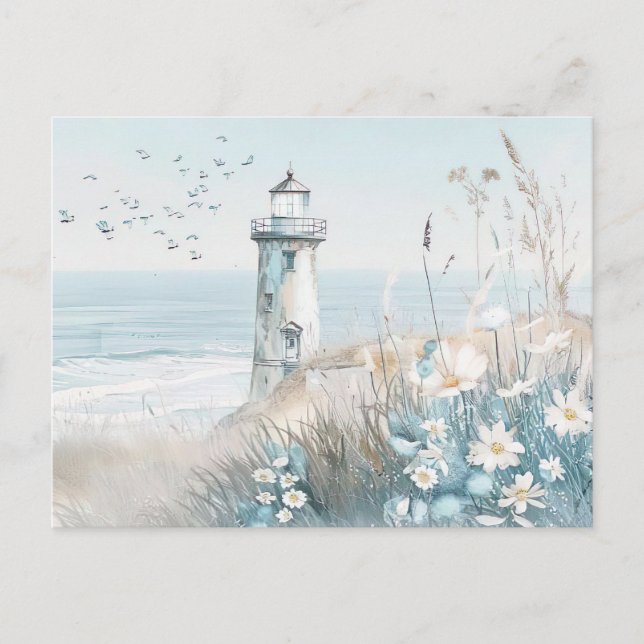 Carte Postale Aqaurell Illustration Plage Campagne pastel (Devant)