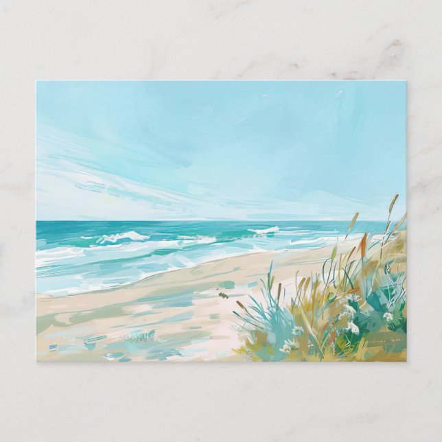 Carte Postale Aqaurell Illustration Plage Campagne pastel (Devant)