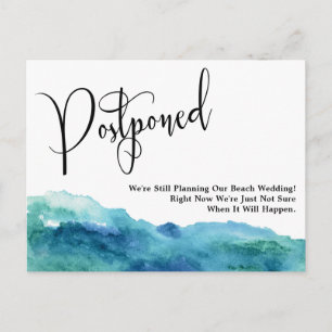 Carte Postale Aqua Blue Green Aquarelle Mariage reporté