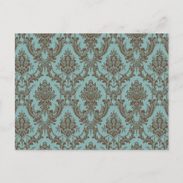 Carte Postale Aqua Chocolate Damask (Devant)