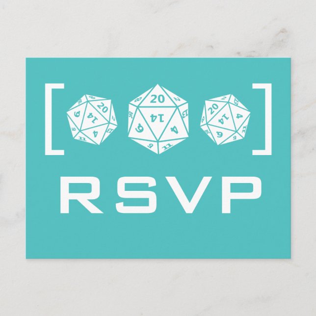 Carte postale Aqua D20 Dice Gamer RSVP (Devant)
